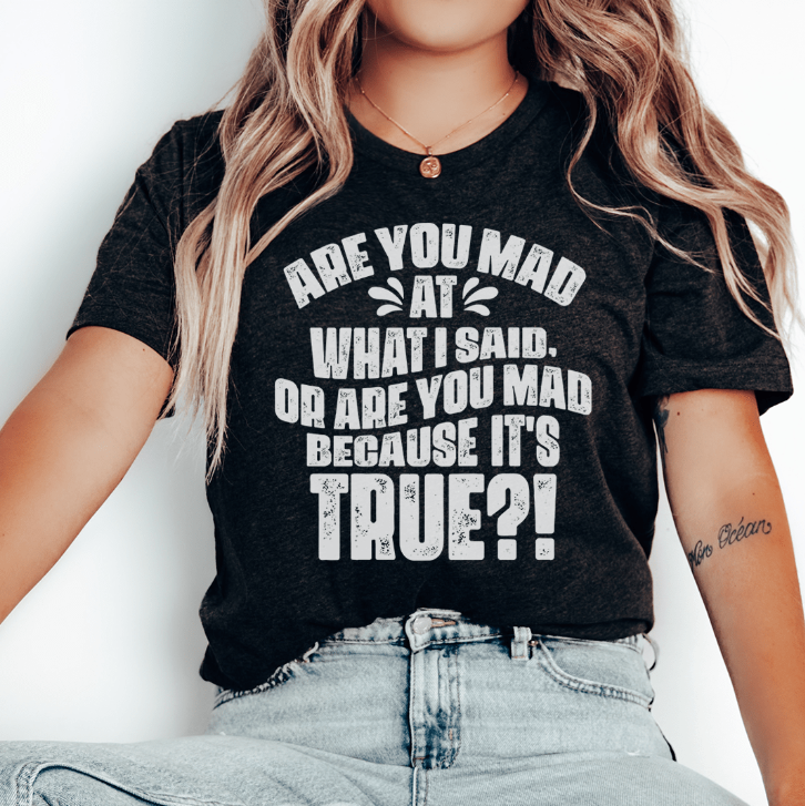 Are You Mad At What I Said Or Are You Mad Because It's True Tee (image for) Are You Mad At What I Said Or Are You Mad Because It's True Tee